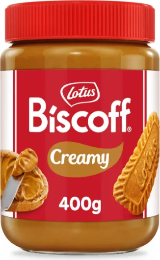 Lotus Biscoff - Biscoff Pâte à Tartiner - Creamy - Vegan - Sans Fruits à Coque - Sans Colorant ni Arômes Artificiels - Pot PET - 400g (L'emballage peut varier)