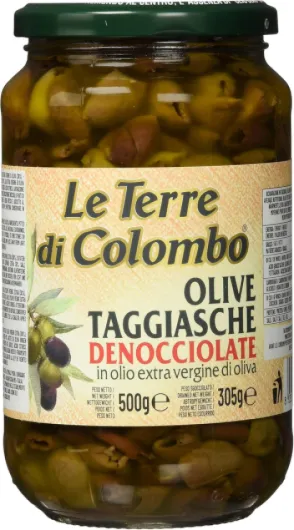Olives Taggiasca Dénoyautées - Conservées dans de l'Huile d'Olive Extra-Vierge (36 %) - 500 g Taggiasca 500g
