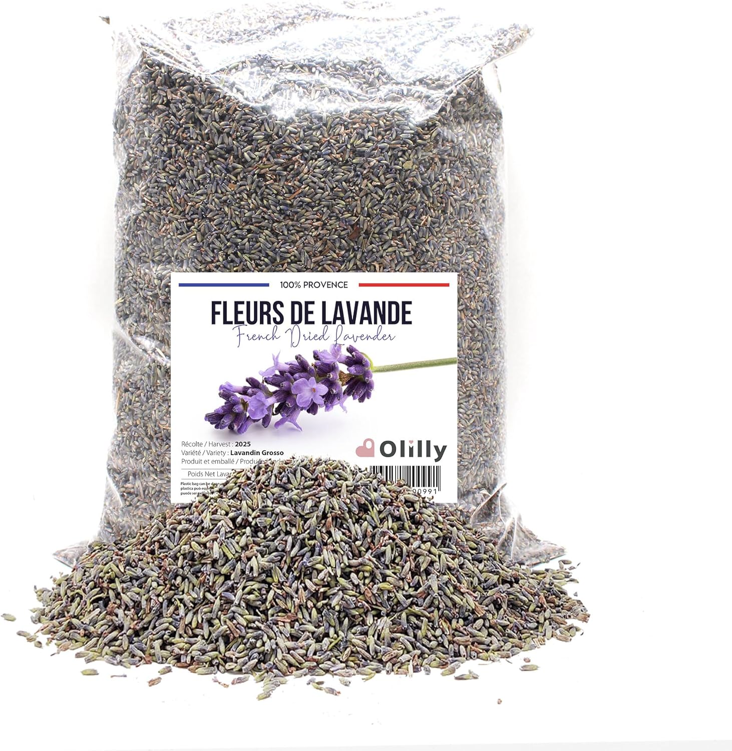 1 Kilogramme - Fleurs de Lavande Séchée de Provence - Récolte 2025 (Lavandin Grosso, 1000 Grammes) Lavandin Grosso 1000 Grammes