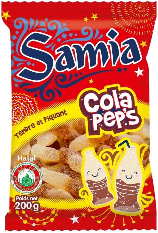 SAMIA - Bonbons Gélifiés Cola Halal - Sachet 200G - Saveurs Orientales - Douceurs exotiques pour tous les gourmands - Lot De 4