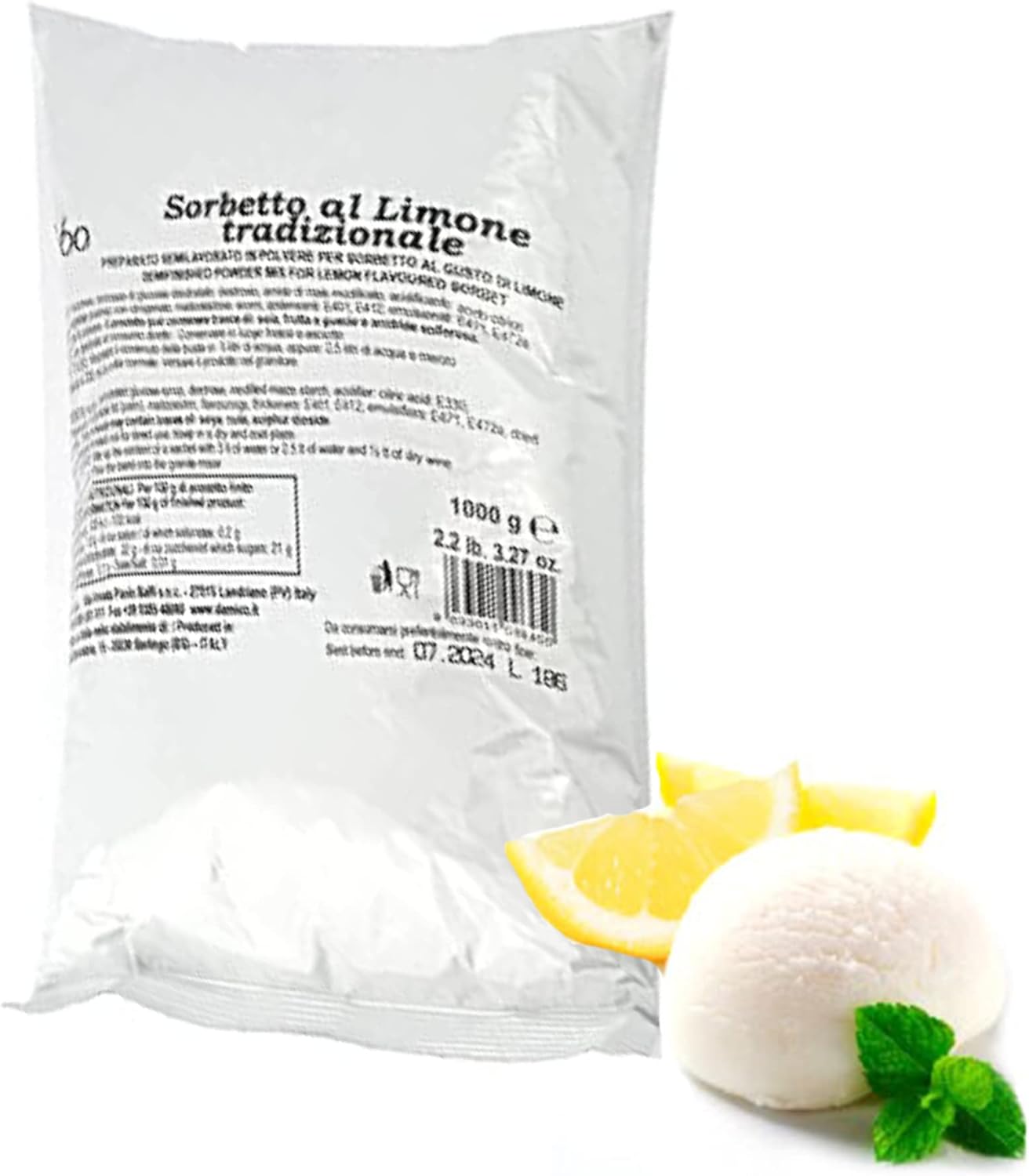 1 kg préparé en poudre pour sorbet au citron préparé traditionnel, idéal comme déSSRt, doux