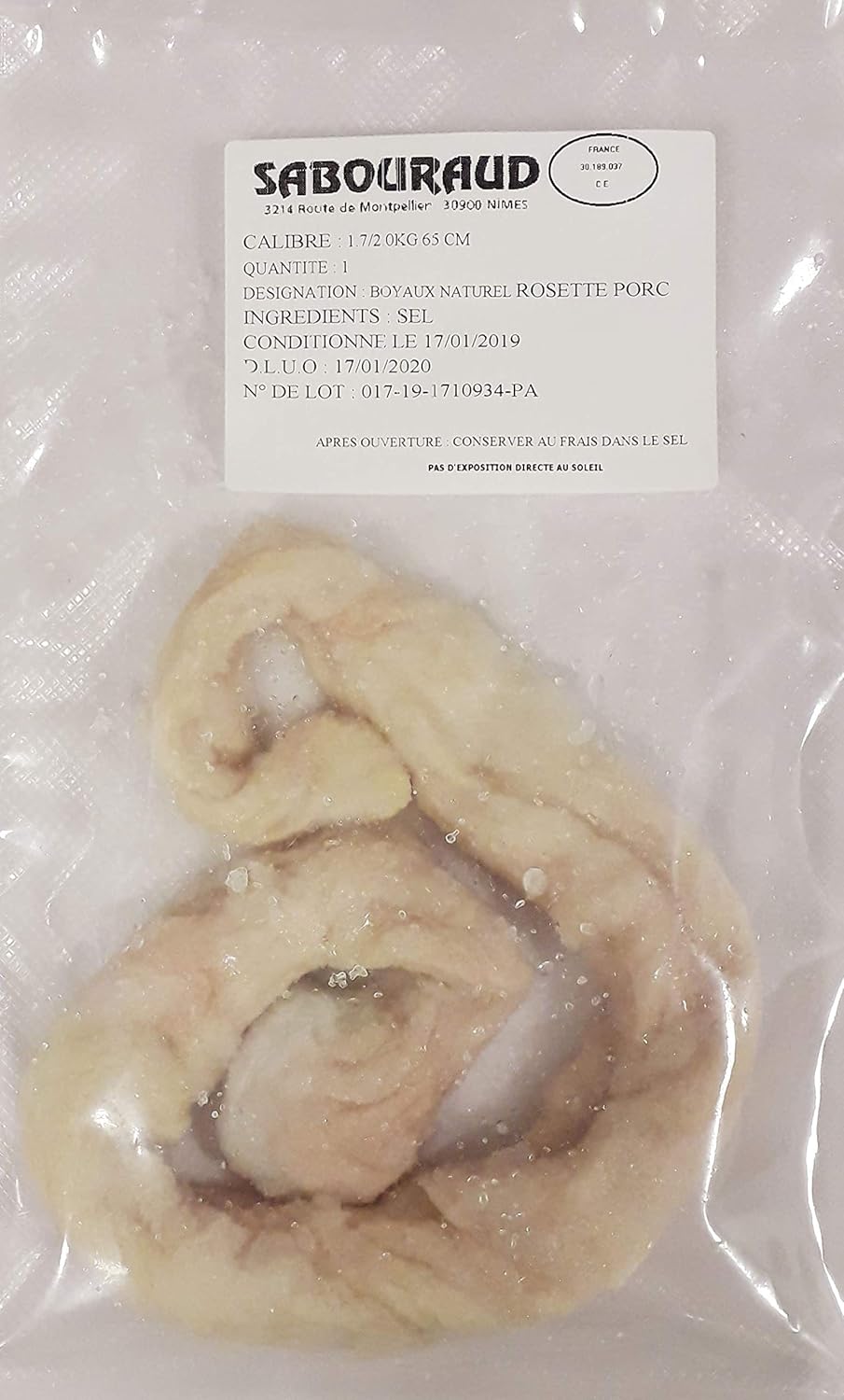 Boyau de porc rosette 1.7/2.00 kg 65 cm