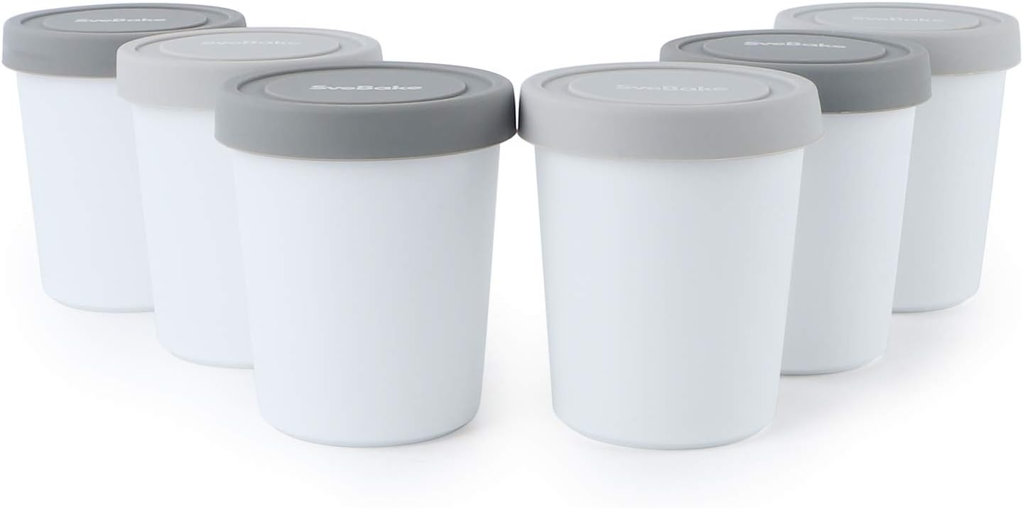 Bacs à Glace avec Couvercle en Silicone 180 ml - 6 pièces - Pot à Glace pour Crème Glacée, Yaourts, Desserts, Épices 6PCS-180ML