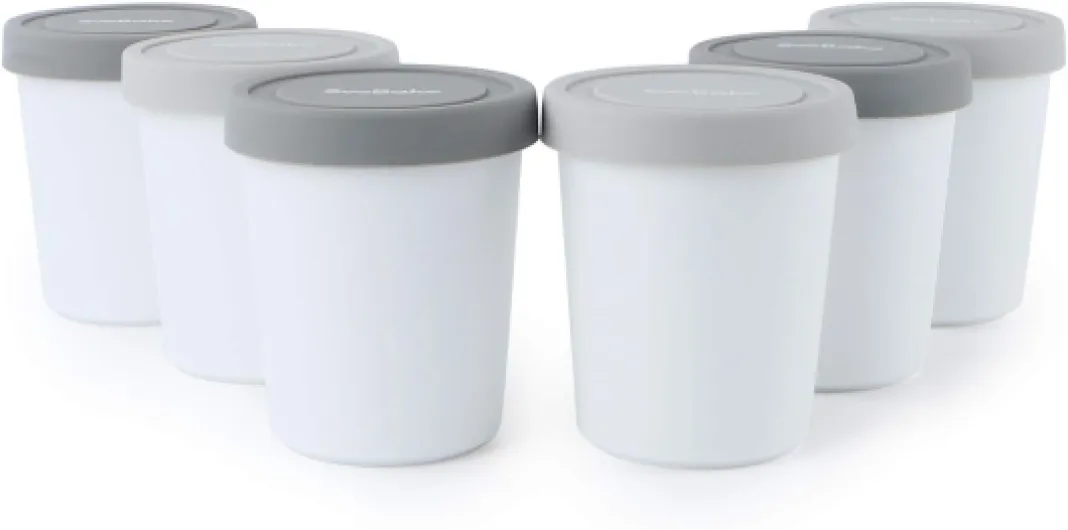 Bacs à Glace avec Couvercle en Silicone 180 ml - 6 pièces - Pot à Glace pour Crème Glacée, Yaourts, Desserts, Épices 6PCS-180ML