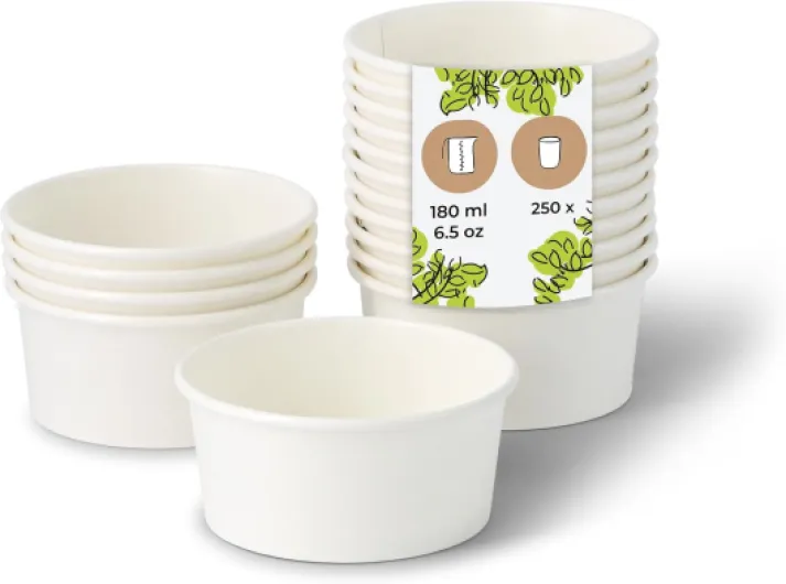 Pots à Glace en Carton 250 Pièces 100 ml / 4 oz Blanc - Pot de Glace Jetables Enduites - Bols Coupes à Dessert Gobelets à Glace en Papier à Snacks Gobelets à Crème Yaourt Glacé pour Glacier 100 ml (250 pièces) Blanc