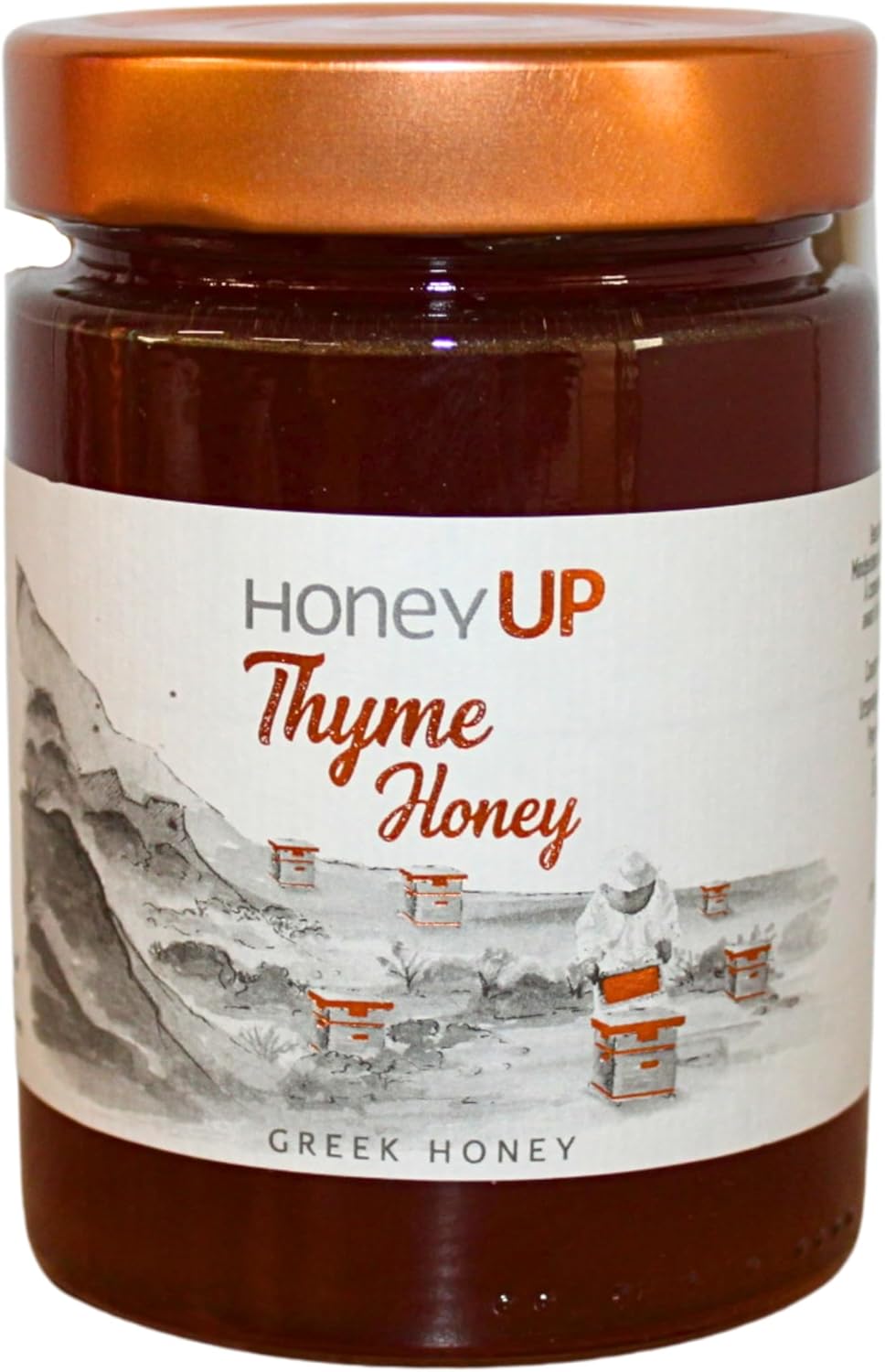HoneyUP Miel Grec de Thym des Îles de la Mer Égée du Sud – Pot de 450 g – Miel Brut Naturel, Riche en Saveurs et Nutriments, Récolté au Début de l’Été Thym 450 g (Lot de 1)