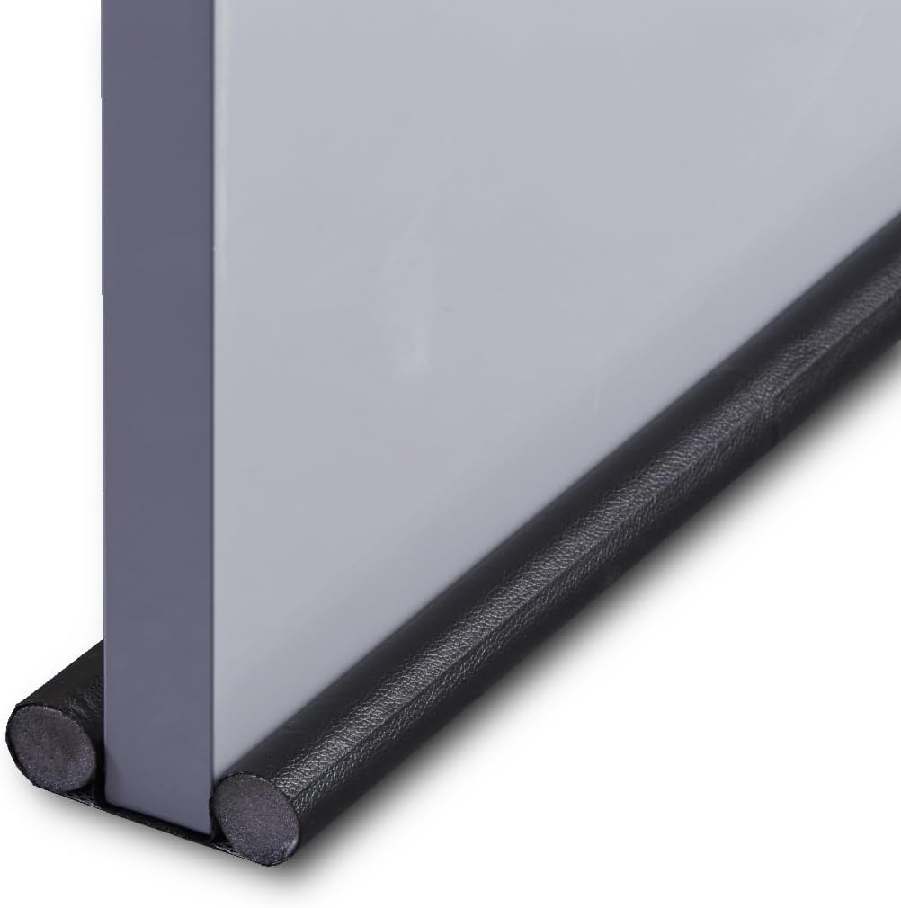 Lot de 2 boudins de porte en cuir synthétique avec double joint d'étanchéité - Découpable - Boudin de porte et boudin de porte (noir) Lot de 2 Noir