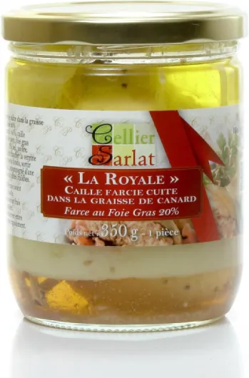 Caille confite farce royale au foie gras, 350g
