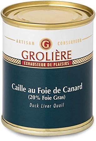 Foie Gras Grolière Fabrication Artisanale Conserve Caille au Foie de Canard Désossée 130 g 1 Unité