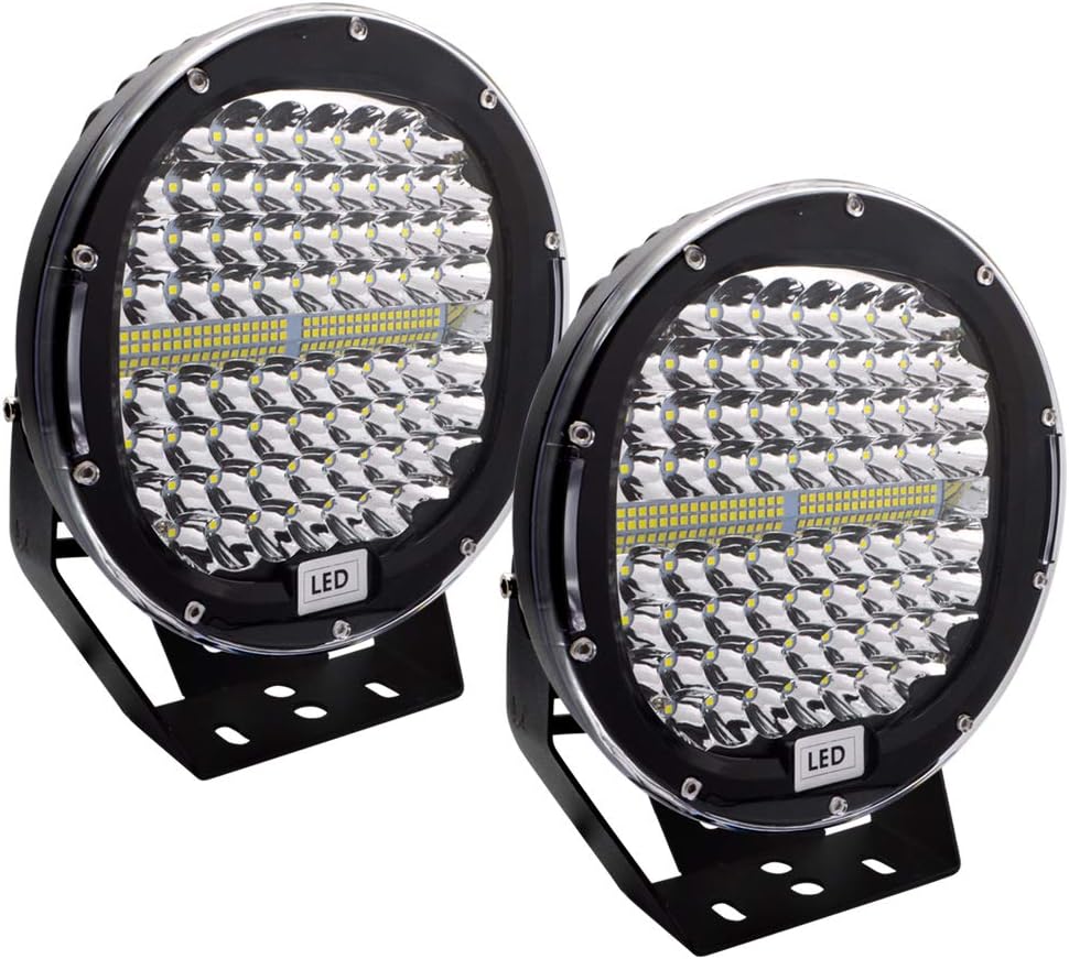 Phare de Travail LED 9" 408W 40800LM, Phare LED Imperméable IP67, Feux Additionnels Projecteur Travail Led pour Moto, Voiture, Tracteur, Camion, SUV, Bâteau, Caravane, 1 ans de Garantie 9'' 408W Noir Spot