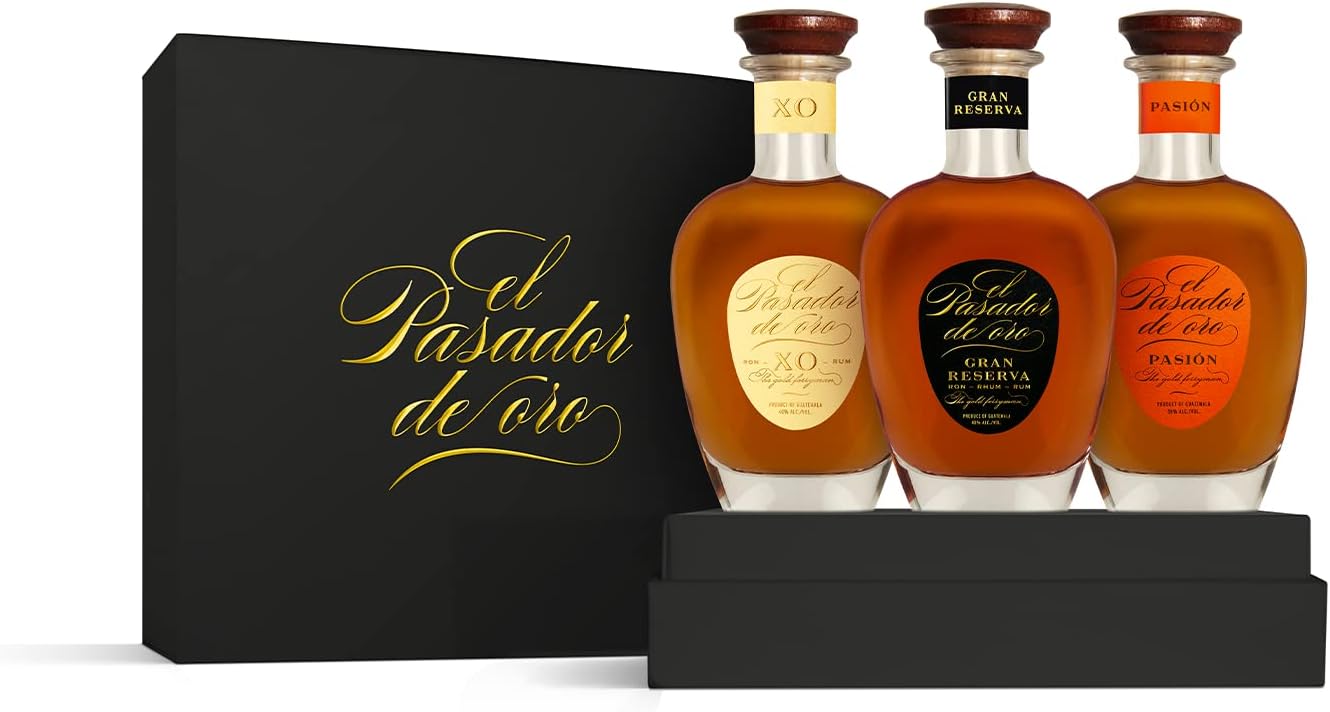 EL PASADOR DE ORO - Coffret Découverte - Rhum XO + Gran Reserva + Rhum Pasiòn - Origine : Guatemala - 3 x 20cl Rhum XO + Gran Reserva + Rhum Pasiòn 3 x 20cl
