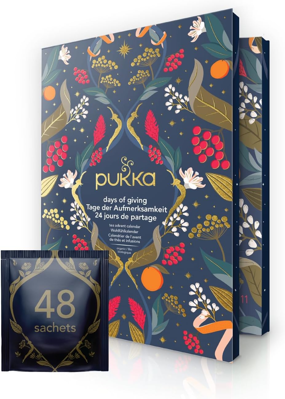 , Calendrier de l'Avent 2024, Thés et Infusions Bio, Idée Cadeau Femme et Homme- Assortiment de Thés Gourmands, 48 Thés Noirs, Verts et Infusions Version 2024 48 sachets