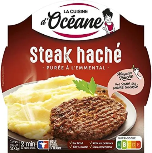 LA CUISINE D'OCÉANE - Steak Haché Charolais Purée À L'Emmental 300G - Lot De 4 - Vendu Par Lot