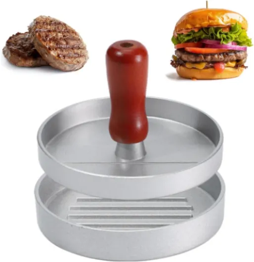 Steak Haché Press, Presse a Steak Haché Antiadhésive, Presse Hamburger en Aluminium, Presse à Burger Antiadhésive, pour la Réalisation de BBQ, de Hamburgers Farcis, de Hamburgers au Bœuf