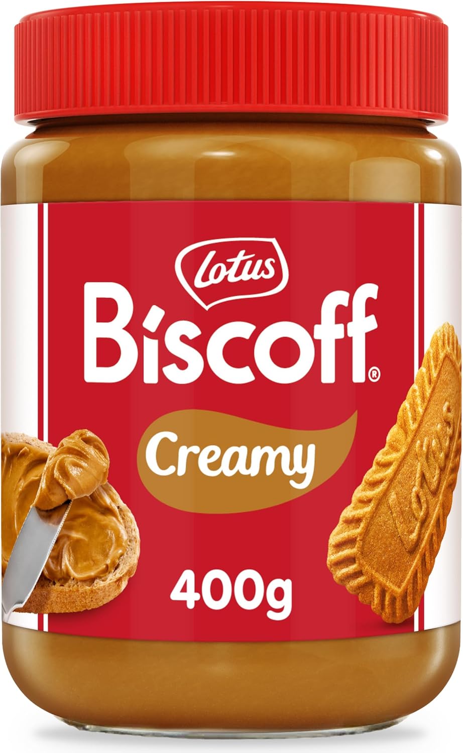 Lotus Biscoff - Biscoff Pâte à Tartiner - Creamy - Vegan - Sans Fruits à Coque - Sans Colorant ni Arômes Artificiels - Pot PET - 400g (L'emballage peut varier)