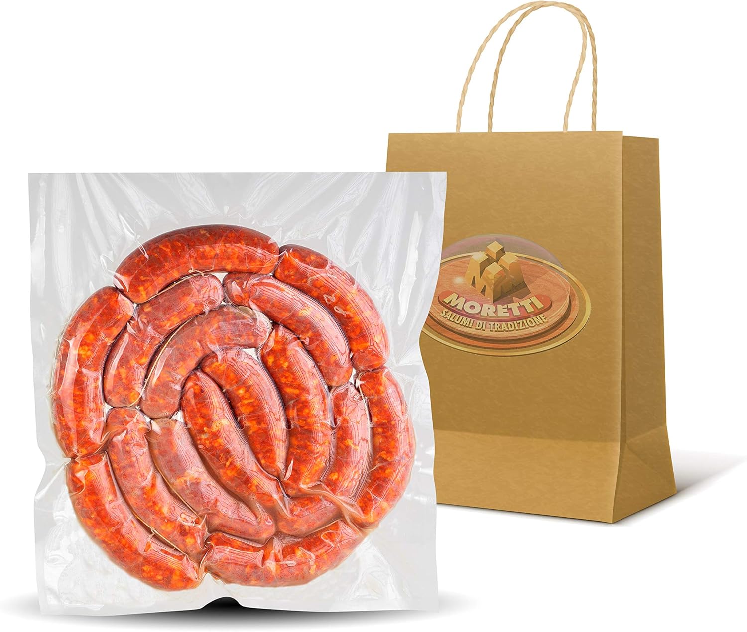 ® Saucisse Fraîche À Cuire - avec piment de Calabre doux ou épicé - 1,5Kg - 3kg - Fabriqué en Calabre (Doux, 1,5 Kg) Doux 1,5 Kg