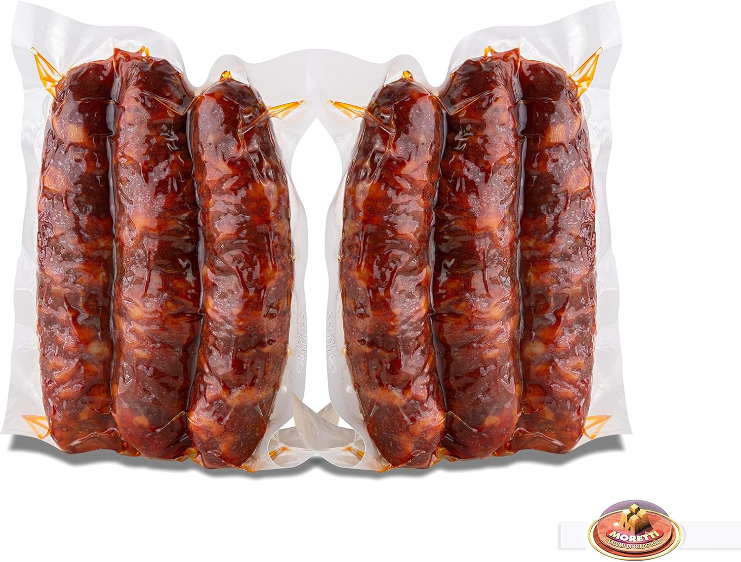 ® Saucisse assaisonnée traditionnelle - 600g / 700g Sous Vide 2 Packs - Dessert sans piment de Calabre - Séchage artisanal - Planche à découper en bois en cadeau (Épicé)