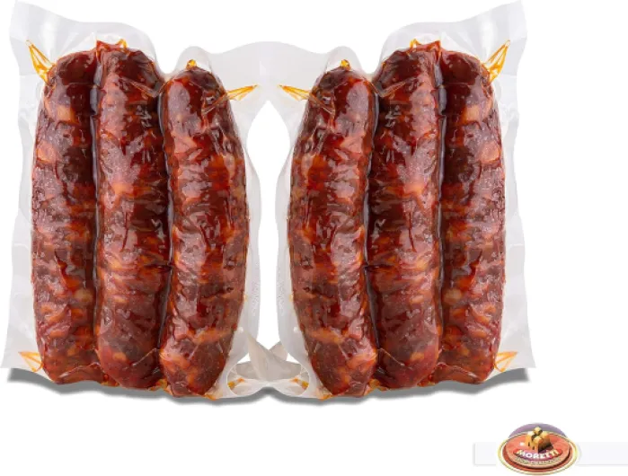 ® Saucisse assaisonnée traditionnelle - 600g / 700g Sous Vide 2 Packs - Dessert sans piment de Calabre - Séchage artisanal - Planche à découper en bois en cadeau (Épicé)