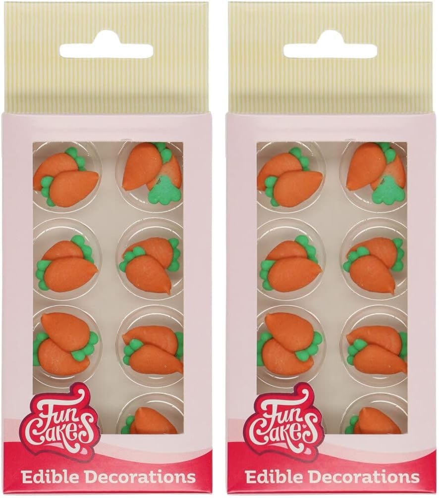 Sugar Decorations Carottes: Prêt à l'emploi pour la décoration de gâteau, parfait pour les cupcakes de Pâques, les muffins, le gâteau aux carottes et plus, certifié sans gluten, Set / 16 6 Grams (Lot de 2)