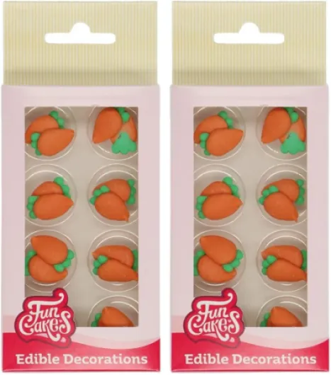 Sugar Decorations Carottes: Prêt à l'emploi pour la décoration de gâteau, parfait pour les cupcakes de Pâques, les muffins, le gâteau aux carottes et plus, certifié sans gluten, Set / 16 6 Grams (Lot de 2)