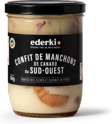 EDERKI - CONFIT DE MANCHONS DE CANARD - 5 manchons 765g - IGP Sud Ouest