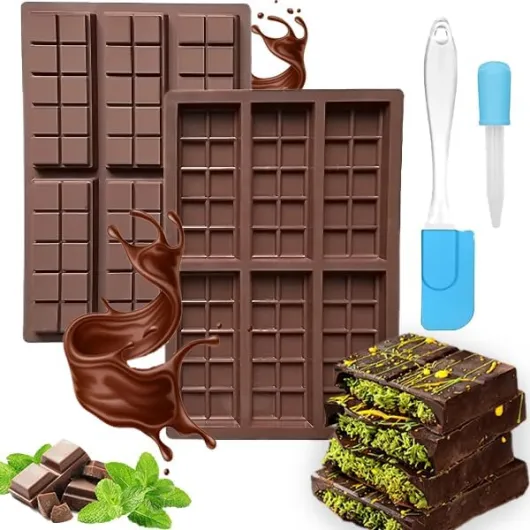 2 Pcs Moule Tablette Chocolat Dubai,Moule Chocolat en Silicone 6 Cavités pour Chocolat Fait Maison