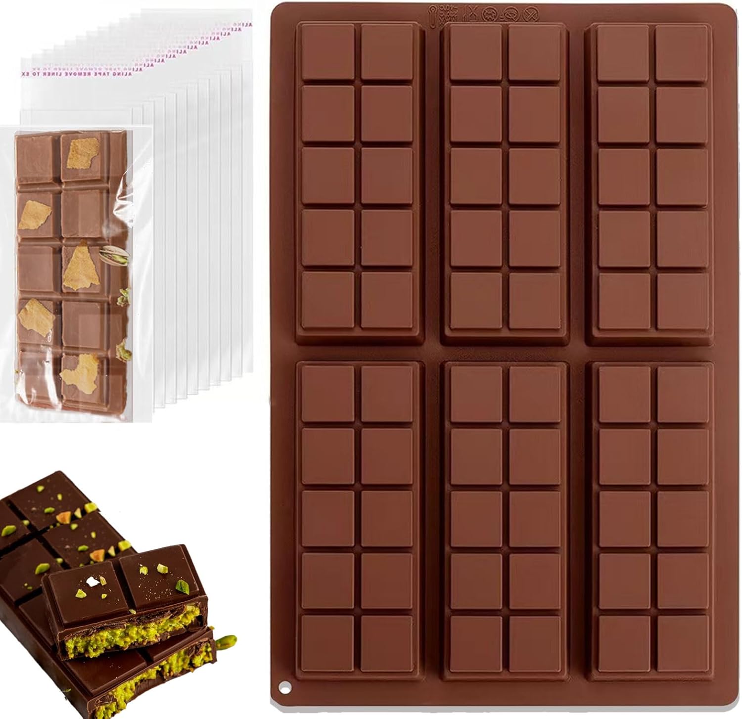 Moule Tablette Chocolat Moules Pour Barres Chocolatées Profondes Silicone Moules À Chocolat Anti-Adhésifs Réutilisables Pour La Pâtisserie Carrée Moules