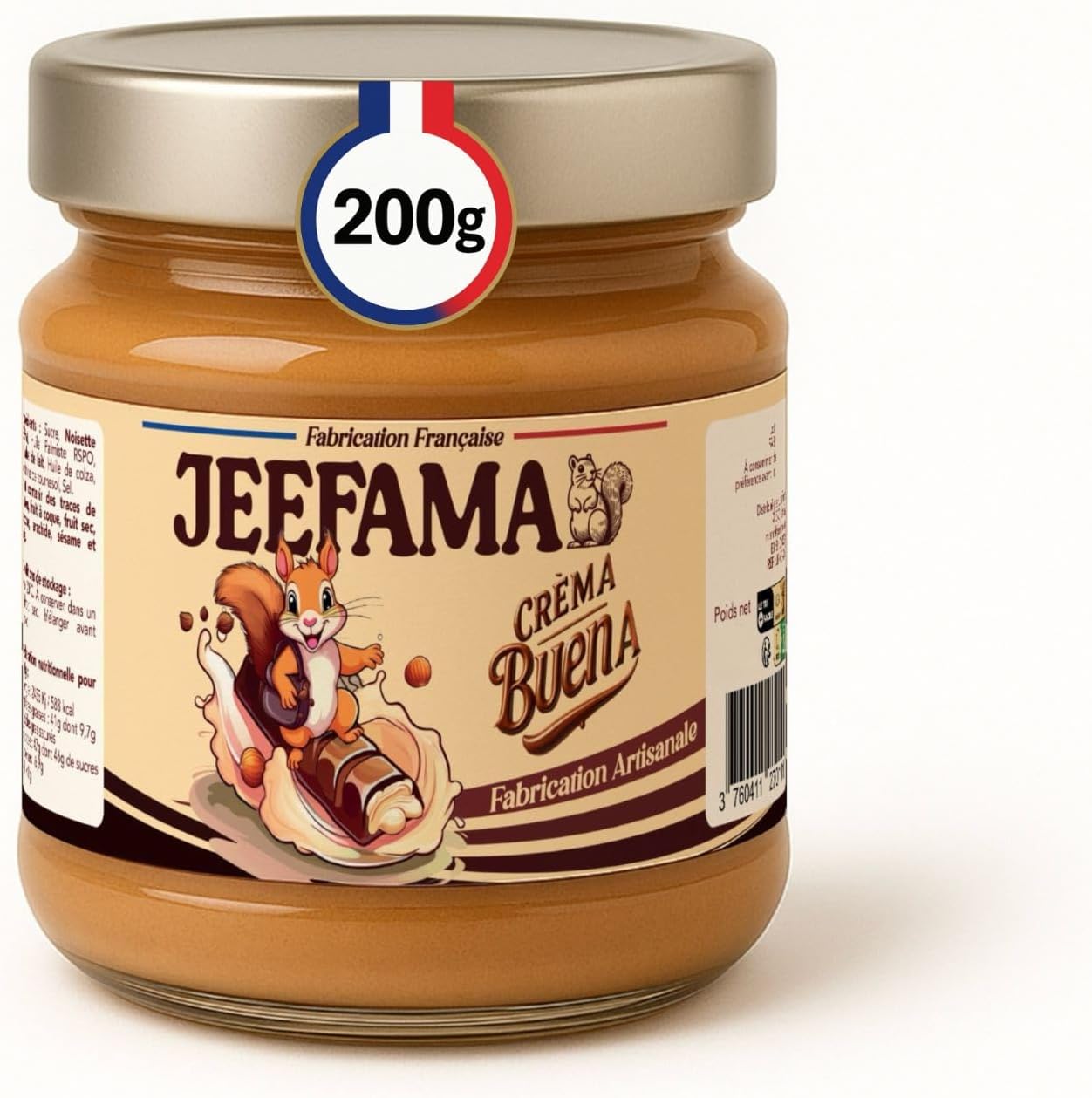 Jeefama – Pate a tartiner noisette – Creme de noisettes artisanale – Fabrication française – Idéale pour desserts et patisserie – Texture onctueuse et gourmande (200gr)