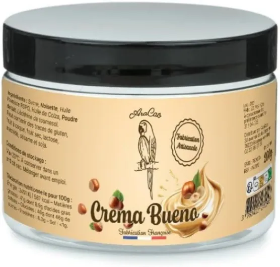 AraCao Pâte à Tartiner Crema Bueno - Crème de noisette artisanale - Pour petit-déjeuner, goûter, pâtisserie - Onctueuse et Gourmande - 200g