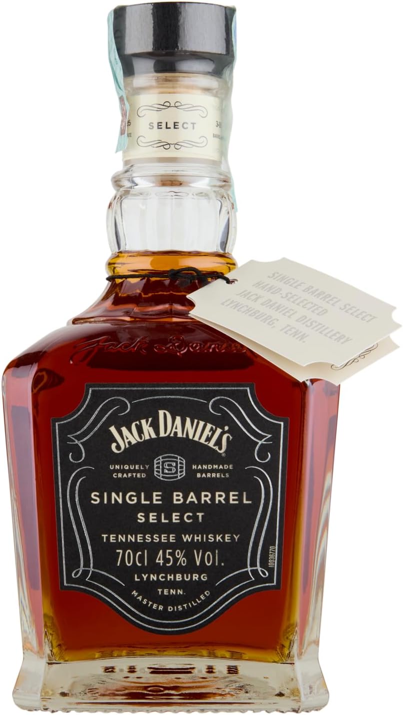 Jack Daniel's Bourbon Single Barrel Select Tennessee Whiskey 45% vol 70 cl - Une Boisson qui Allie des Notes de Caramel et d'Épices Avec des Notes de Fruits - Fût Unique & Carafe Numérotée