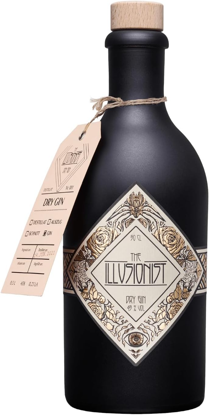 The Illusionist Distillery Dry Gin - Le gin qui change de couleur - 16 botaniques premium - Floral & fruité - 45% vol - - 500ml Illusionist Dry Gin