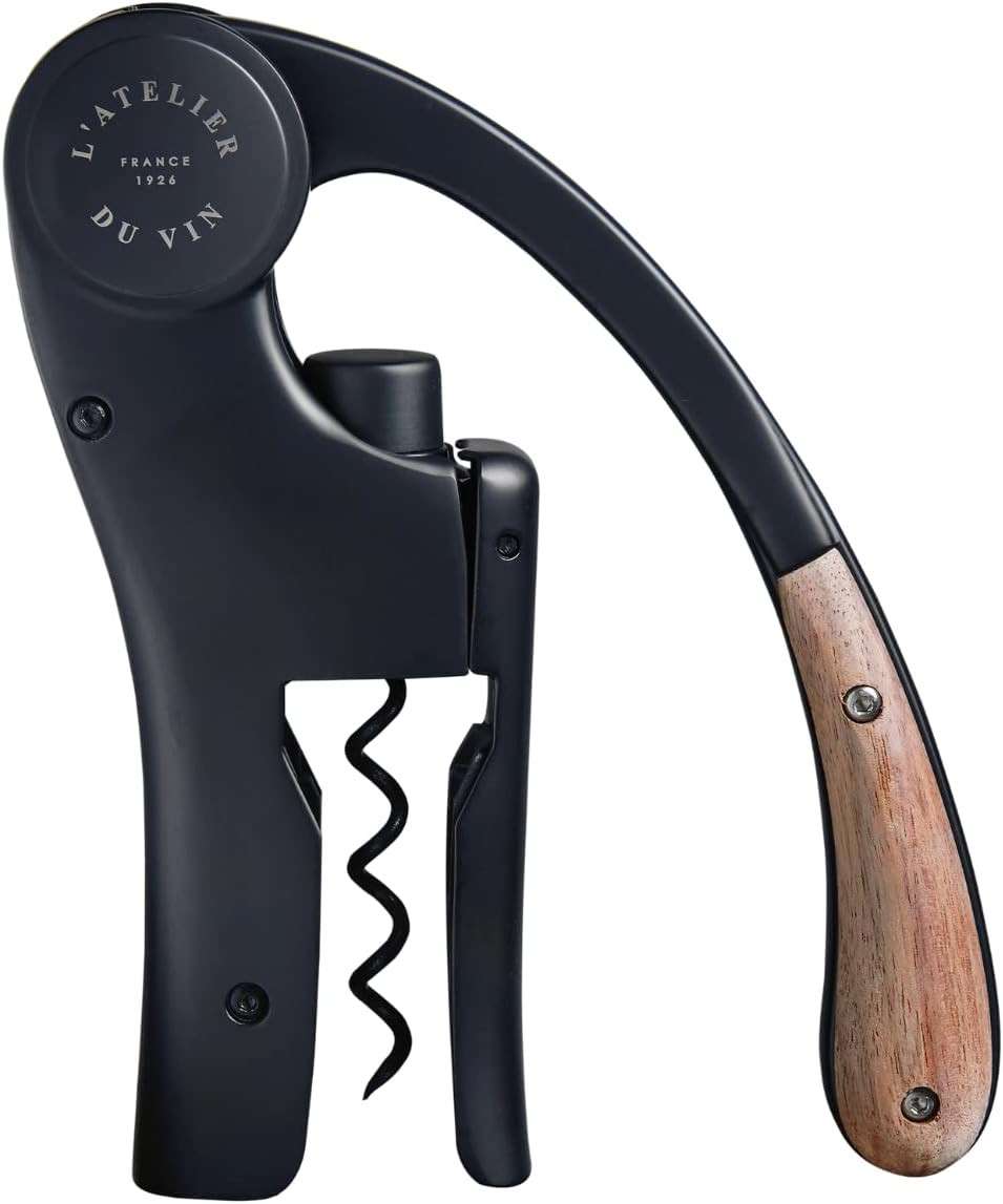 L’ATELIER DU VIN – Oeno Motion Wood & Black – Tire-Bouchon à levier - Noir