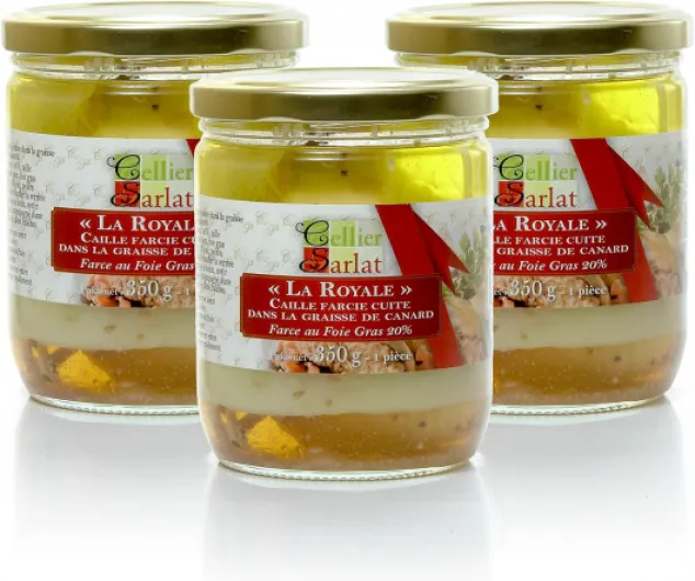 Lot de 3 Cailles confite farce royale au foie gras, 3x350g