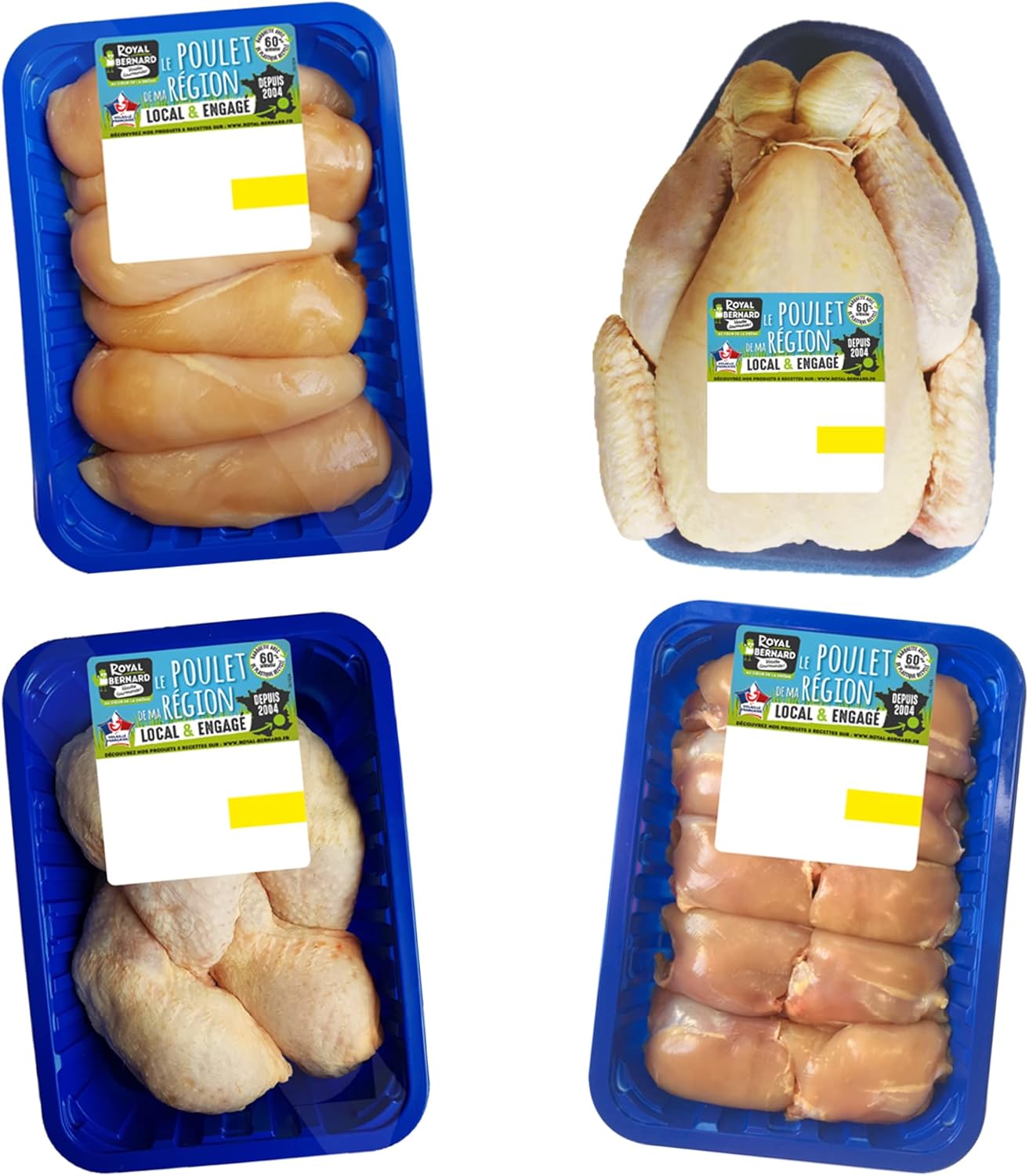 Assortiment 100% Poulet - Colis de Volaille Régionale - 4 barquettes de produits différents