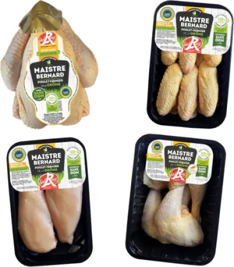 Assortiment Label Rouge - Colis de Viande de Poulet Fermier - 4 Produits Régionaux IGP de la Drôme - 1 Poulet Entier + 4 Cuisses + 2 Filets + 6 Ailes de poulet
