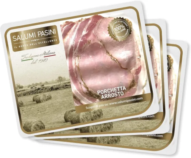 Porchetta Arrosto alle Erbe Salumi Pasini® - Cochon de lait rôti aux herbes - 3 plateaux - 100gr chacun - - Sans gluten ni lactose.