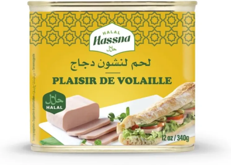 HASSNA - Plaisir de Volaille 340g HALAL - Mortadelle de volaille HALAL - Fabriqué en France - Longue Conservation