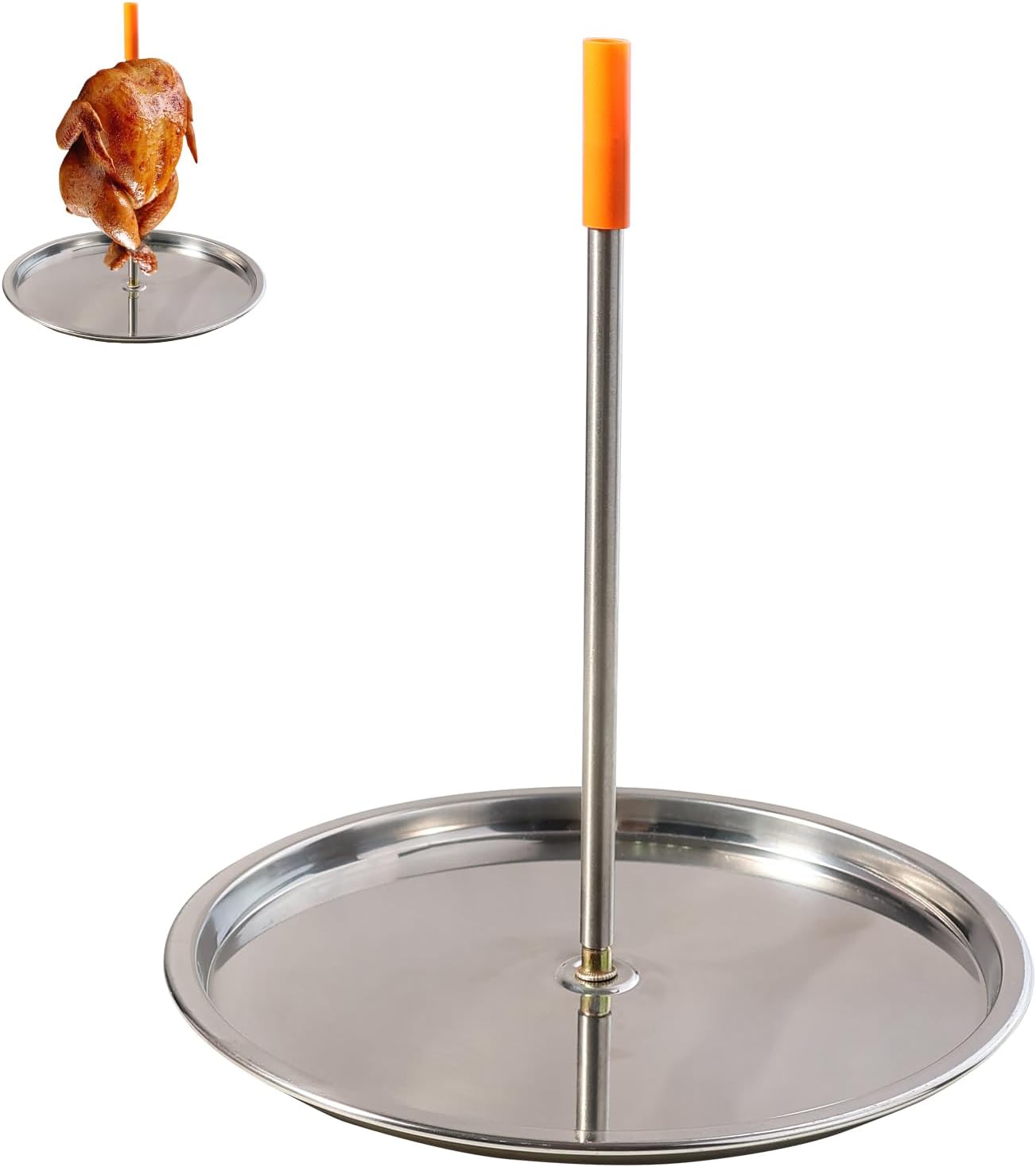 Brochettes verticales pour barbecue, En acier inoxydable pour rôtir le poulet pour fumoir au charbon de bois, Support de rôtissage vertical pour la dinde, le kebab