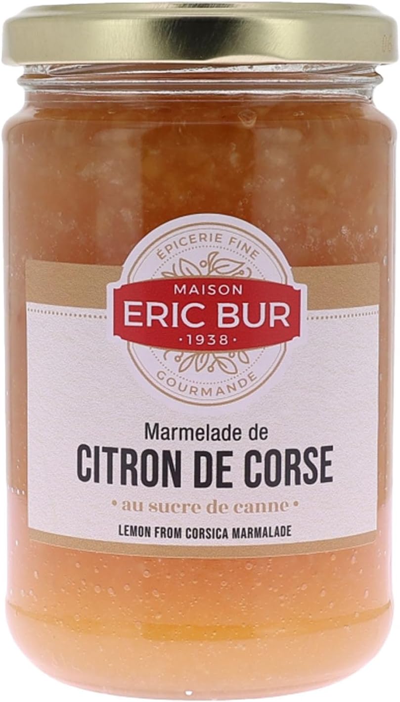 Maison Eric Bur Marmelade de Citron de Corse au Sucre de Canne, Confiture Artisanale Française, 350g