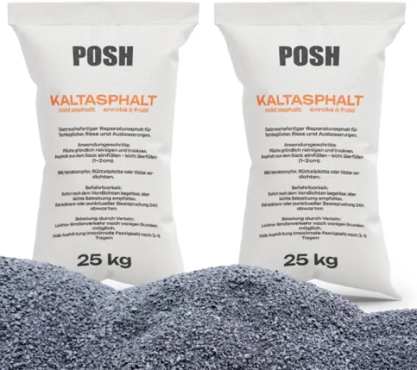 Asphalt à froid 2x 25kg - Réparation d’asphalte Bitumenmasse - Réparation d’asphalte en bitume - Asphalte - Produit à froid 0-8mm (50kg)