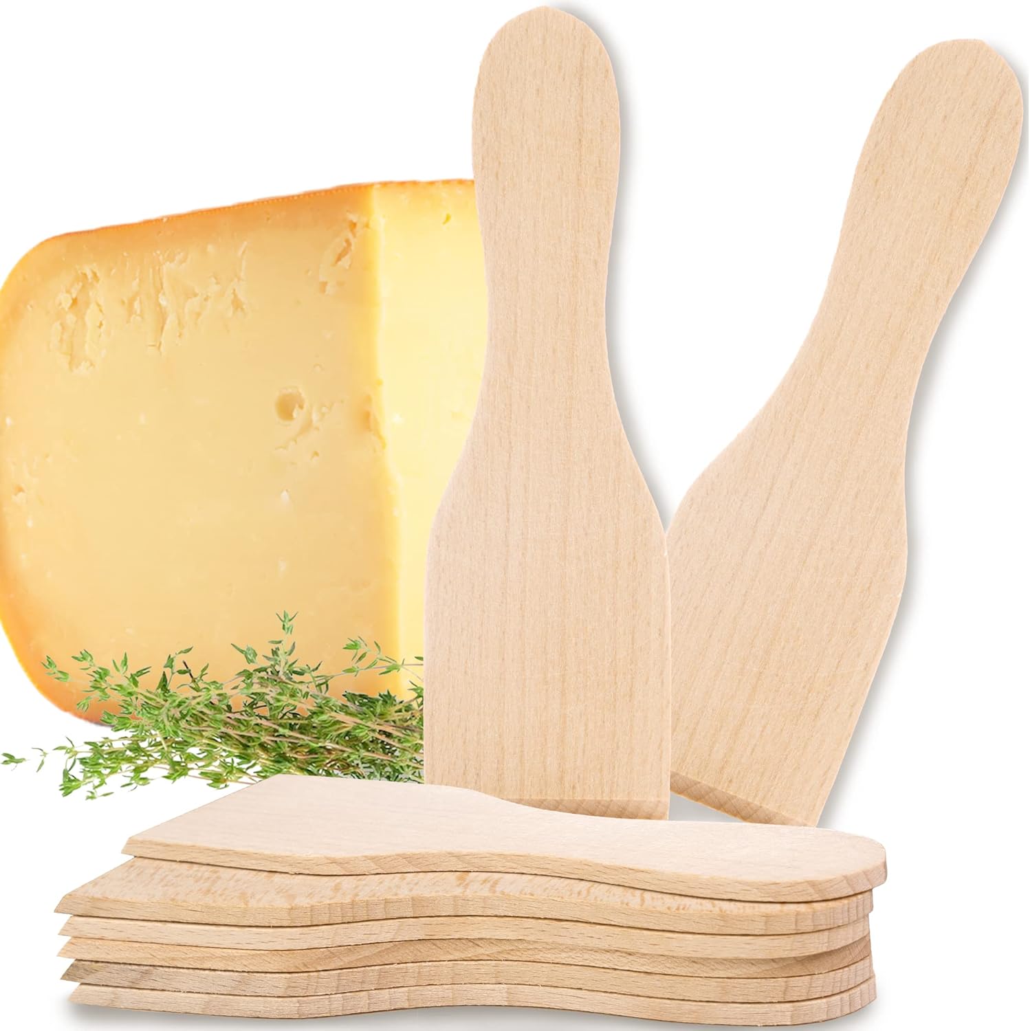 Spatule, grattoir et sous-verre en bois pour poêles à raclette comme accessoires (8 spatules en hêtre) Beech Raclette Spatula 8