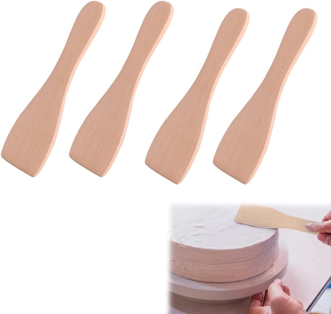 Spatules à Raclette, Set Naturel en Bois, Résistants à la Chaleur, 4PCS