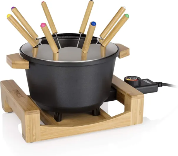 Princess Pure - Fondue - Pour Tous Types De Fondues - Caquelon 1,5 L - Pour 8 Personnes - 800 W Bambou noir