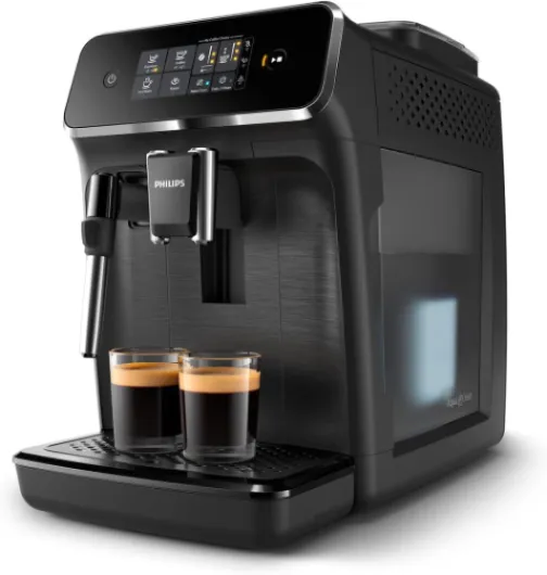 Philips Expresso broyeur Série 2200-2 Cafés, Écran tactile, Mousseur à lait classique, Broyeur céramique, Machine à café à grain Noir mat (EP2220/10) Mousseur à lait classique 2 Boissons