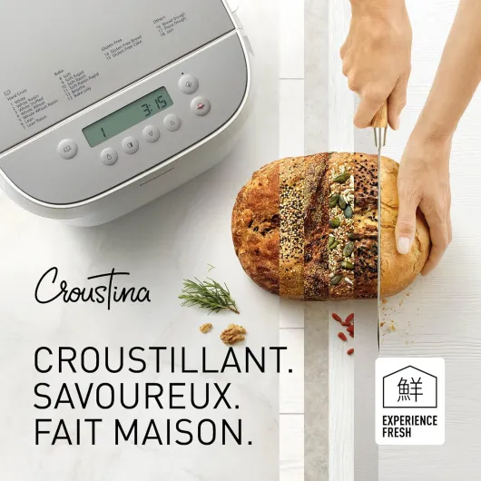 Panasonic SD-ZP2000WXE - Machine à pain Croustina, Pain croustillant, Programme sans gluten , Deux capteurs de température, 18 programmes , 3 tailles de Pain , 700 W, Blanc, – Version Française