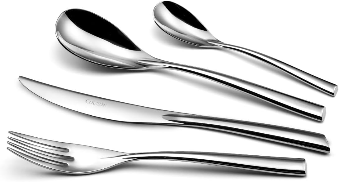 Ménagère 48 couverts de table pour 12 personnes - Distingo - Acier inoxydable 18/10, Finition Brillant, Epaisseur Forgée - Inox Ménagère 48 pièces Inox