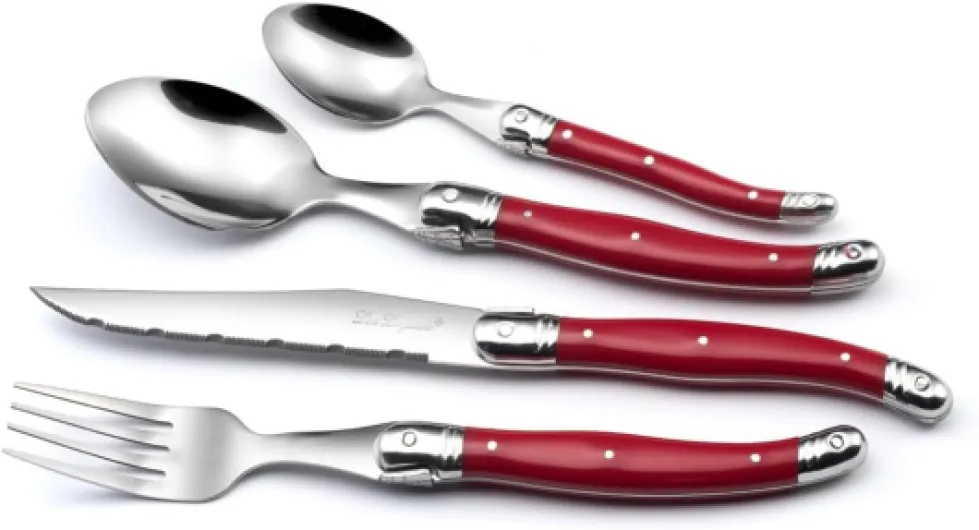 Ménagère 48 couverts pour 12 personnes - Tradition - Acier inoxydable 18/0, Finition Brillante - Rouge Ménagère 48 pièces Rouge