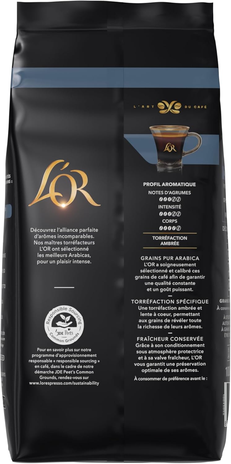 L'OR, 1kg Café en Grains Sélection, 100% Arabica, Intensité 6 Light Roasted Almonds 1 kg (Lot de 1)