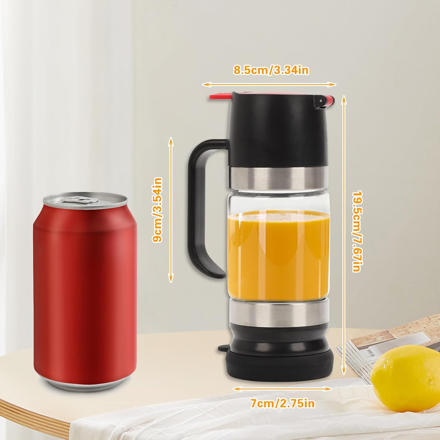 Qivine Distributeur de Miel en Verre, 315ml Anti-goutte Pot de Miel avec Poignée, Mini Pot a Miel avec Couvercles Supérieur et Inférieur Amovibles pour Sirop D'érable, Sucre, Sauce Soja