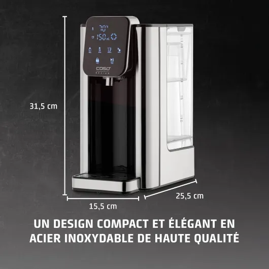 CASO HW 660 Distributeur d'eau chaude - de l'eau chaude en quelques secondes, économise jusqu'à 50% d'énergie, convient pour les aliments pour bébés, rappel de détartrage intégré